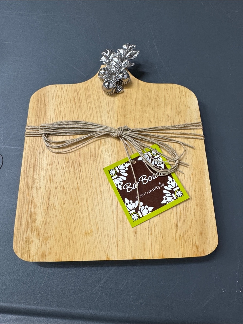 Natural Wood Paddle with Silver Acorn Hook - Natural